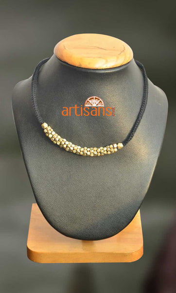 Tribal Jewellery:Necklace with golden beads and golden thread