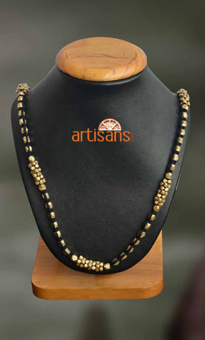 Tribal Jewellery:Necklace with golden beads on black thread