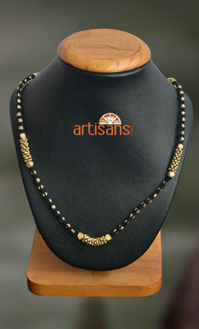 Tribal Jewellery:Necklace with half cut beads on black thread