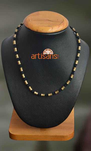 Tribal Jewellery:Necklace with cylindrical beads on black thread