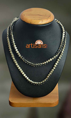 Tribal Jewellery:Necklace with white beads on black thread