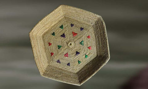 Hexagonal Plate with Colored Patterns
