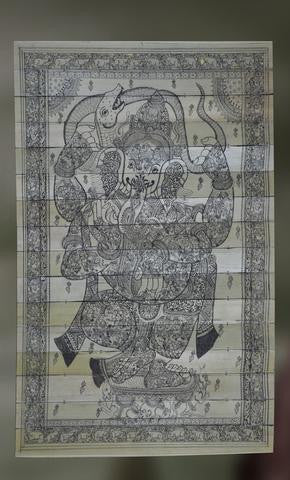 Ganesha : With Vasuki the Serpent, Pattachitra Leaf Painting