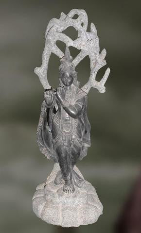 Manohara: Krishna, the Enchanting Lord (Stone & Wood Sculpture)