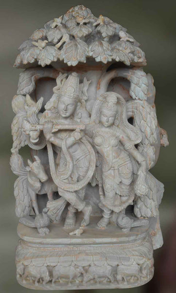 Abhedabhava: Radha & Krishna Playing Flute under a Tree