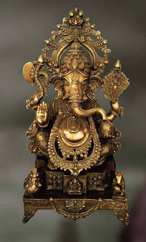 Brass Sculpture of Ganesha blessing