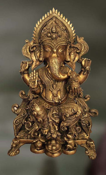 Brass Sculpture of Ganesha blessing