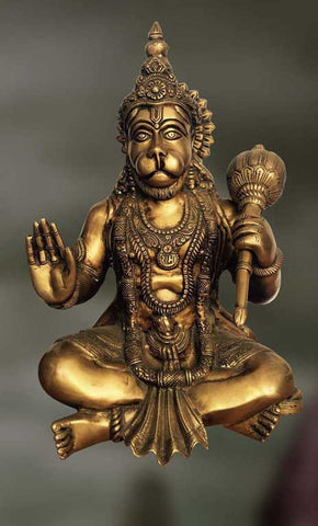 Brass sculpture of hanumanji sitting and blessing 