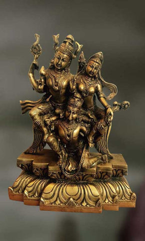 Brass sculpture of Laxmi Naryan along with Garuda, the mount