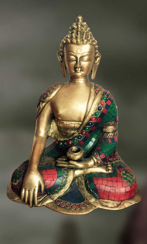 Brass sculpture of Lord Buddha in meditation
