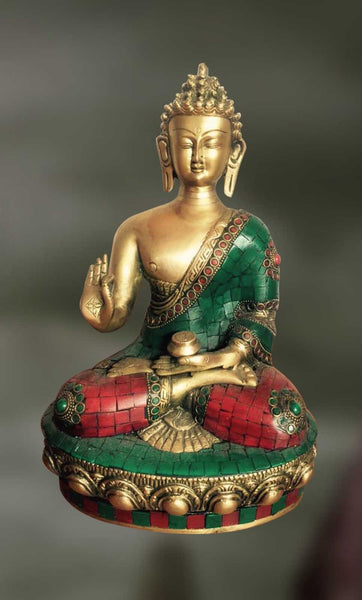 Brass and Stone sculpture of Lord Buddha in discourse 