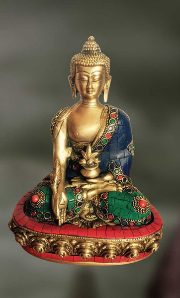 Brass and Stone sculpture of Lord Buddha in meditation