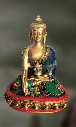 Brass and Stone sculpture of Lord Buddha in meditation
