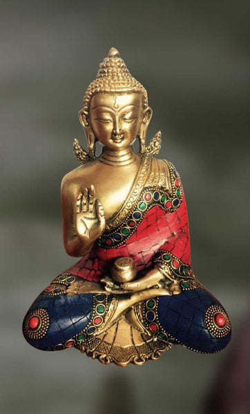 Brass sculpture of Lord Buddha in meditation