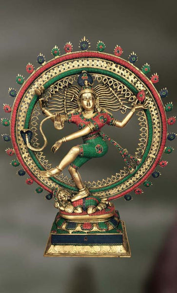 Brass and Stone sculpture of Nataraja standing over the demon