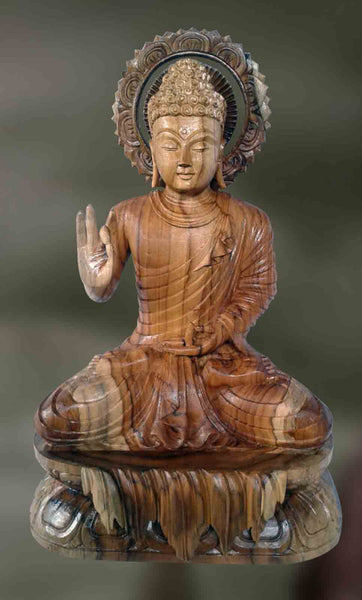 Wood sculpture of Lord Buddha in Jnana mudra