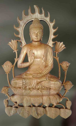 Wood sculpture of Buddha in Jnana mudra 