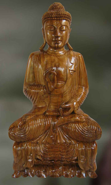 Wood sculpture of Lord Buddha in vitarka mudra